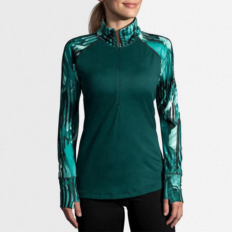 Brooks Dash Half Zip - Chaquetas Mujer - Verde (XYDO-32708)